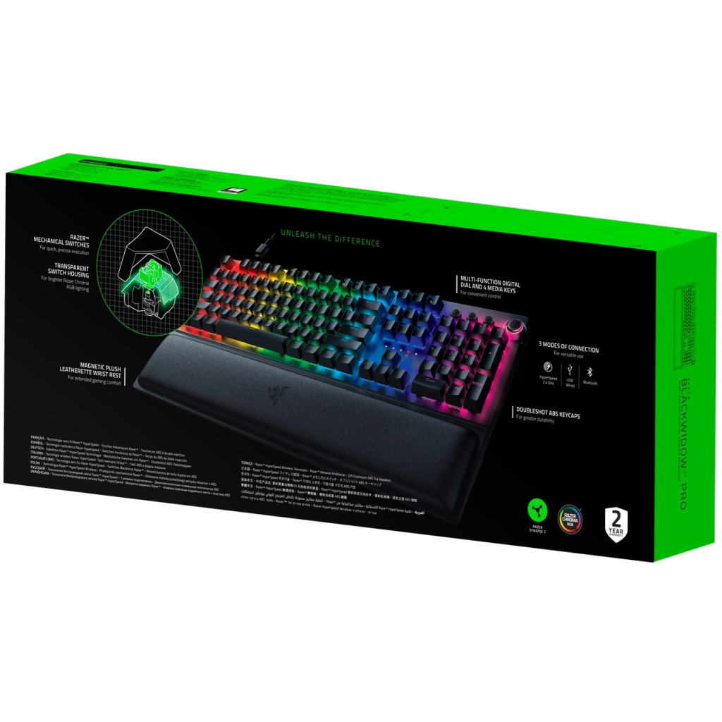 Клавіатура Razer BlackWidow V3 PRO Razer Green Wireless (RZ03-03530800-R3R1) - зображення 11