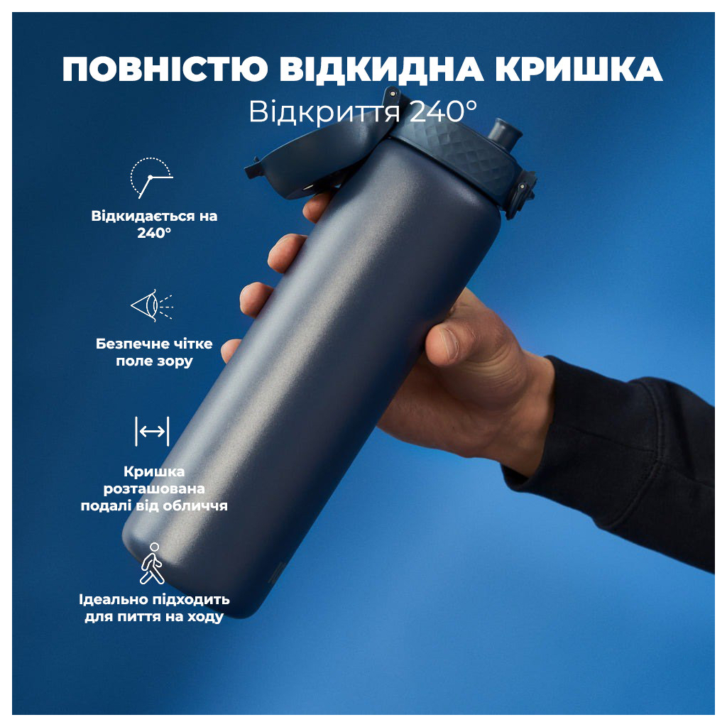 Пляшка для води ION8 OneTouch Vacuum Insulated 920 мл Ash Navy (I8TS1000ANAVY) - зображення 7