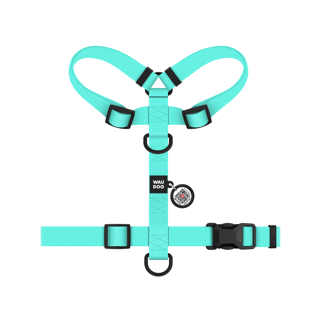 Шлея для собак WAUDOG Magnet анатомічна Н-подібна з QR-паспортом, магнітна пряжка-фастекс L тіффані (262427) - зображення 3