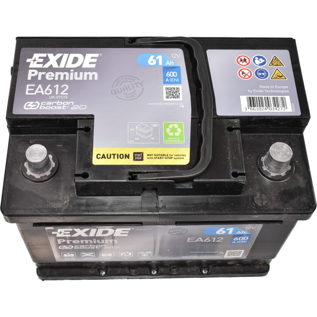 Акумулятор автомобільний EXIDE PREMIUM 61A (EA612) - зображення 2