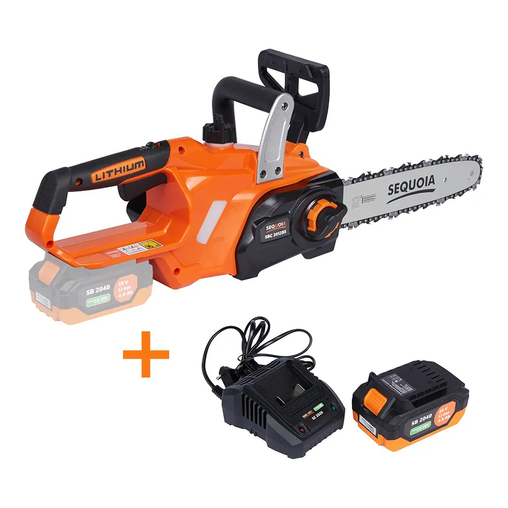 Ланцюгова пила SEQUOIA 20, безщіт. двиг, шина 30 см, АКБ 4 Ач та ЗП, 3.2 кг (SBC2012BS-EV) - зображення 2