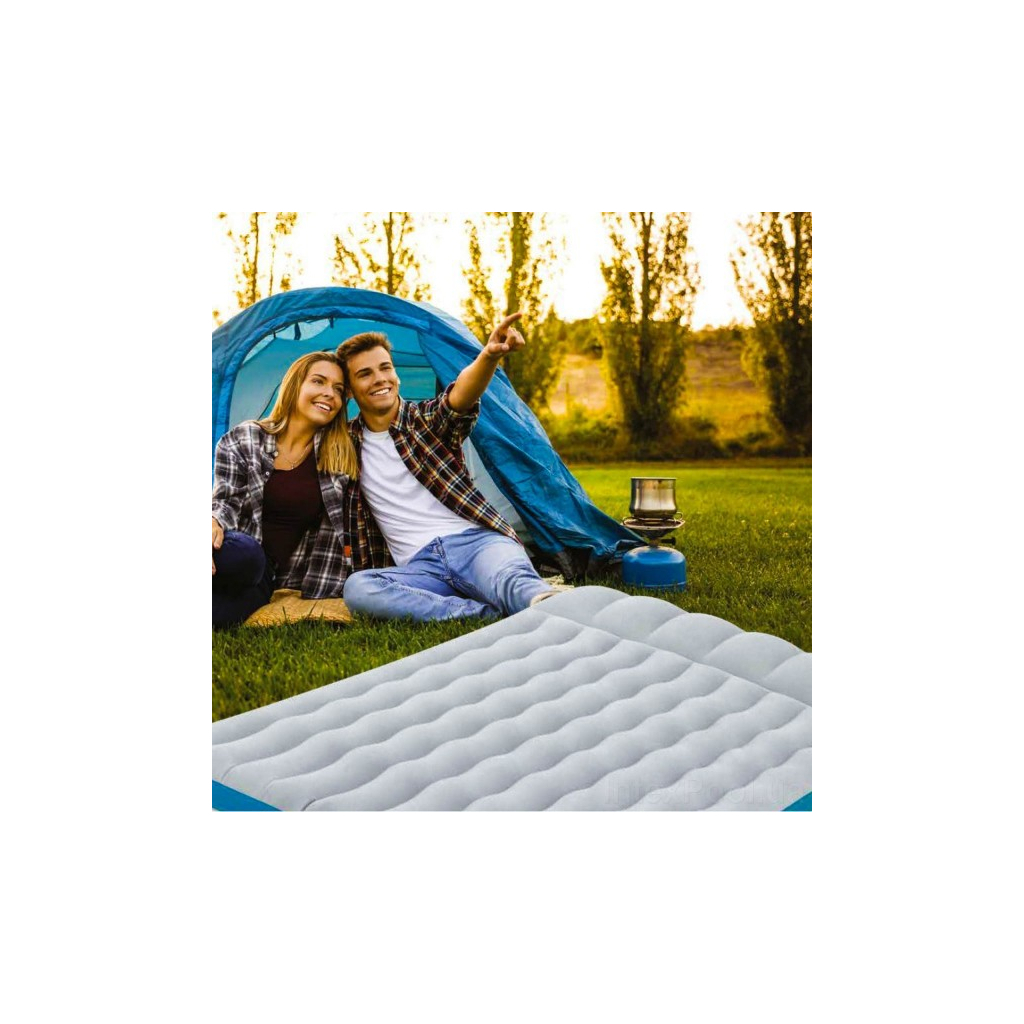 Матрац надувний Intex Camping велюр 127 х 193 х 24 см Сіро-блакитний (Intex 67999) - зображення 3