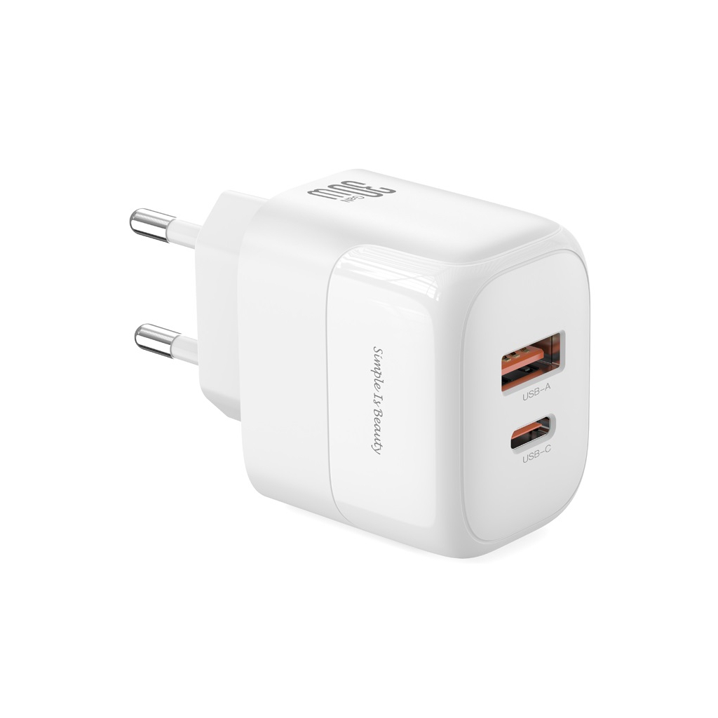 Зарядний пристрій XO L138 48W USB-C PD30W + USB-A QC18W White (L138_White) - зображення 1