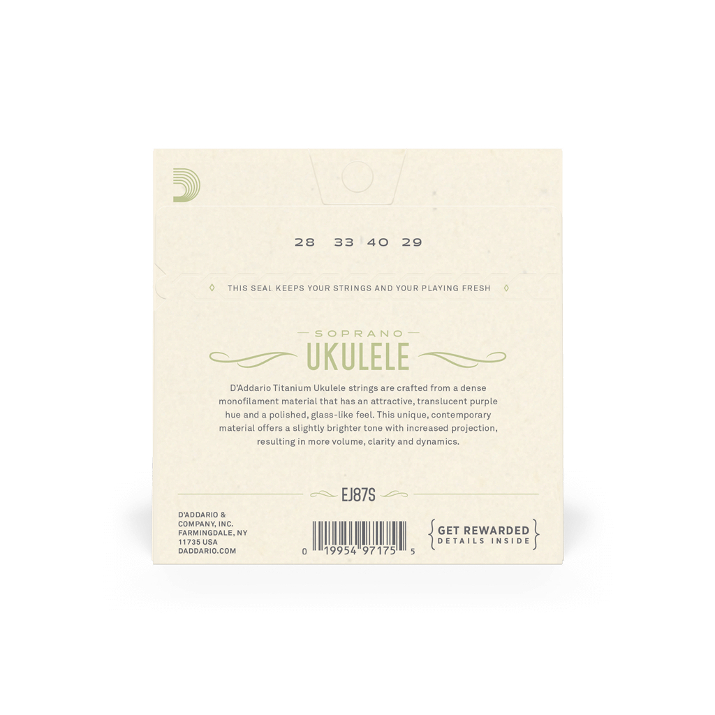 Струни для гітари D'Addario Titanium Ukulele Soprano (EJ87S) - зображення 3