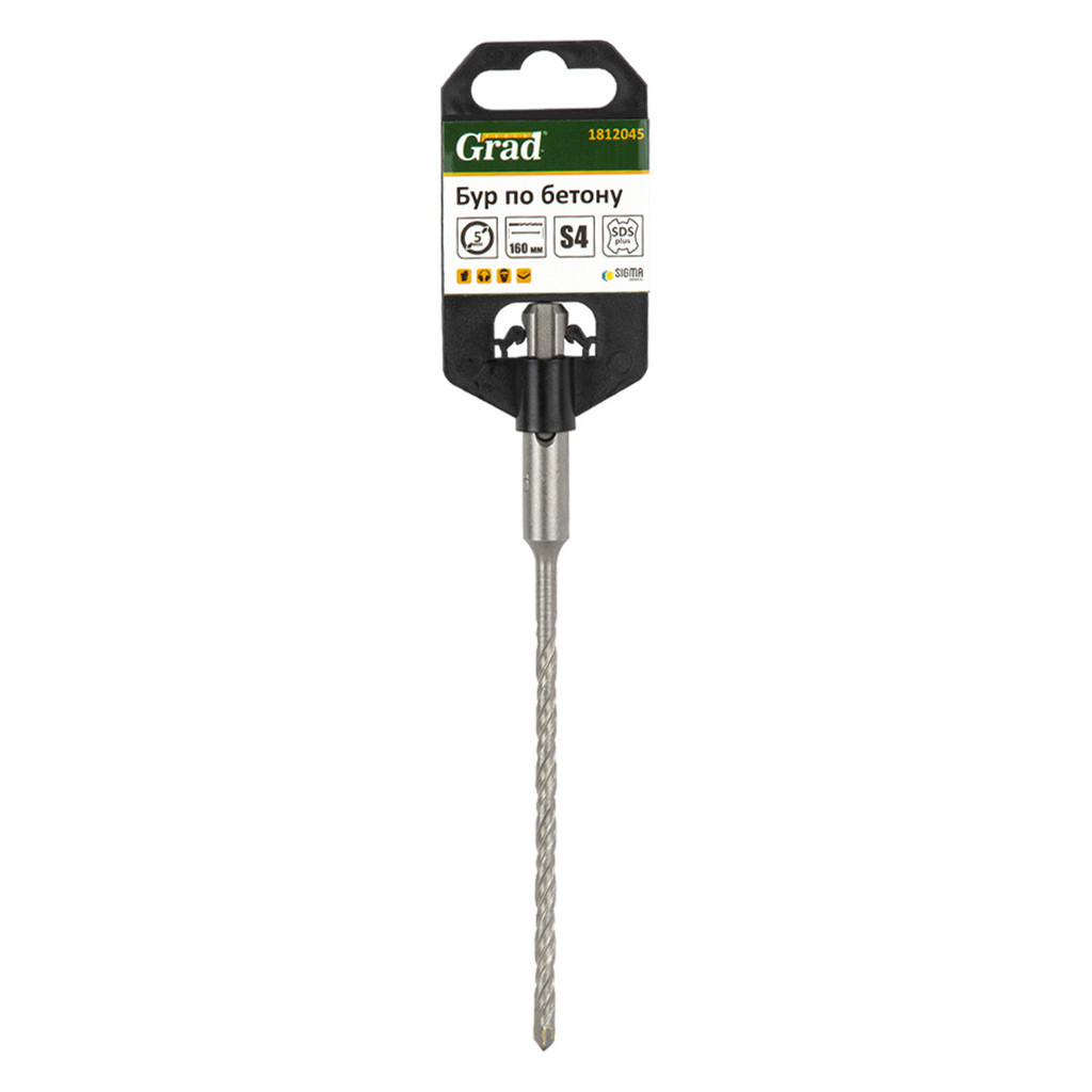 Бур Grad по бетону SDS-plus твердосплав S4 5x160мм (1812045) - зображення 4