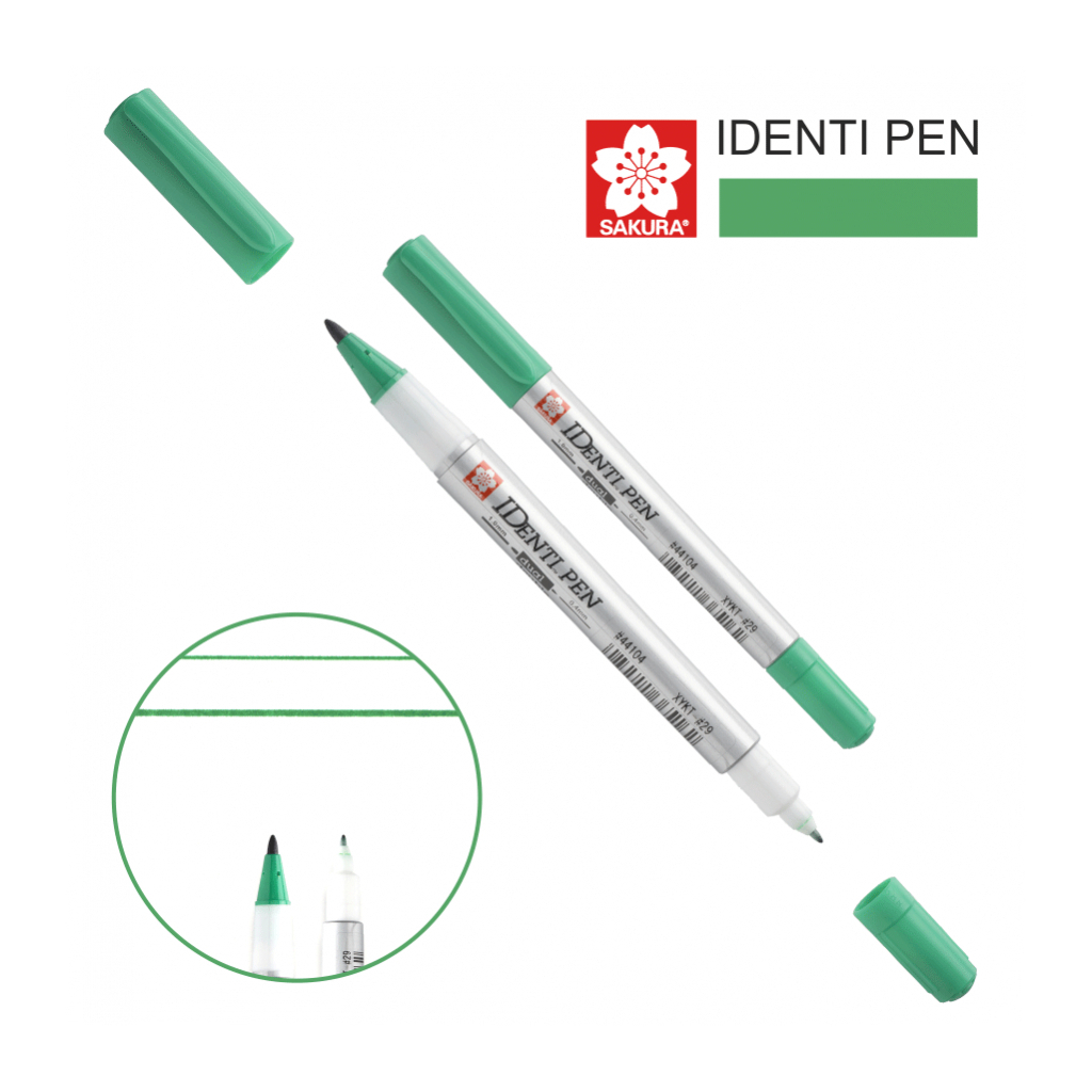 Маркер Sakura перманентний IDENTI PEN, двосторонній, 0,4/1 мм, Зелений (084511365162) - зображення 1