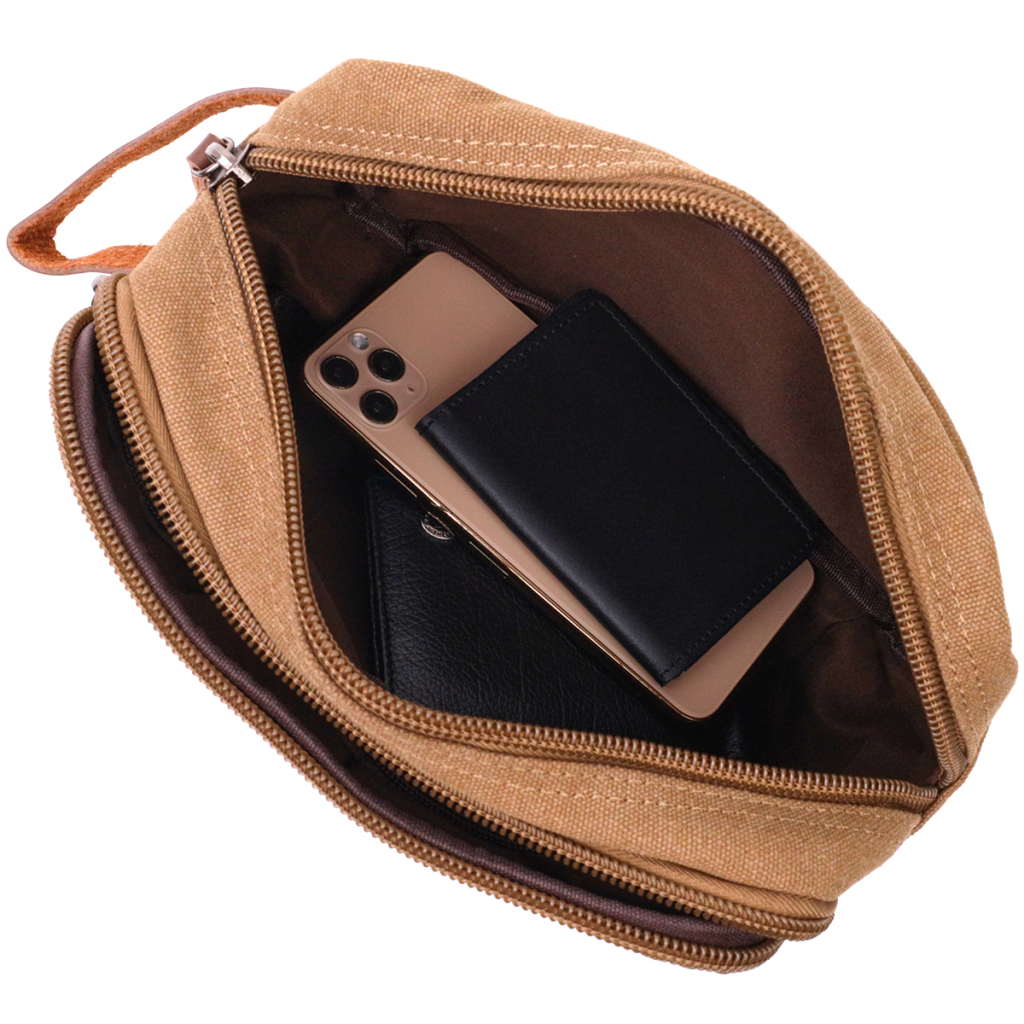 Сумка Vintage На два відділення з текстилю Коричнева (22235) - зображення 7