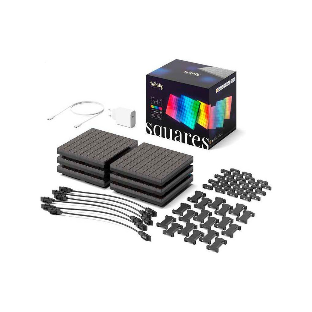 Гірлянда Twinkly Панель Smart LED Squares 1+5 RGB, Gen II, IP20, 16x16см, білий (TWQ064STW-07-BEU) - зображення 11