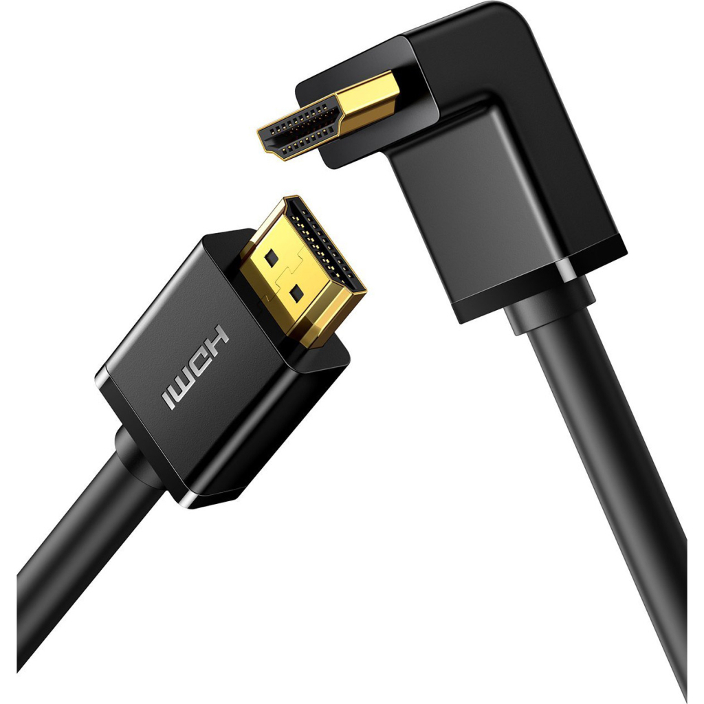 Кабель мультимедійний HDMI M to HDMI M 2.0m 90° corner HD103 black UGREEN (10173) - зображення 1