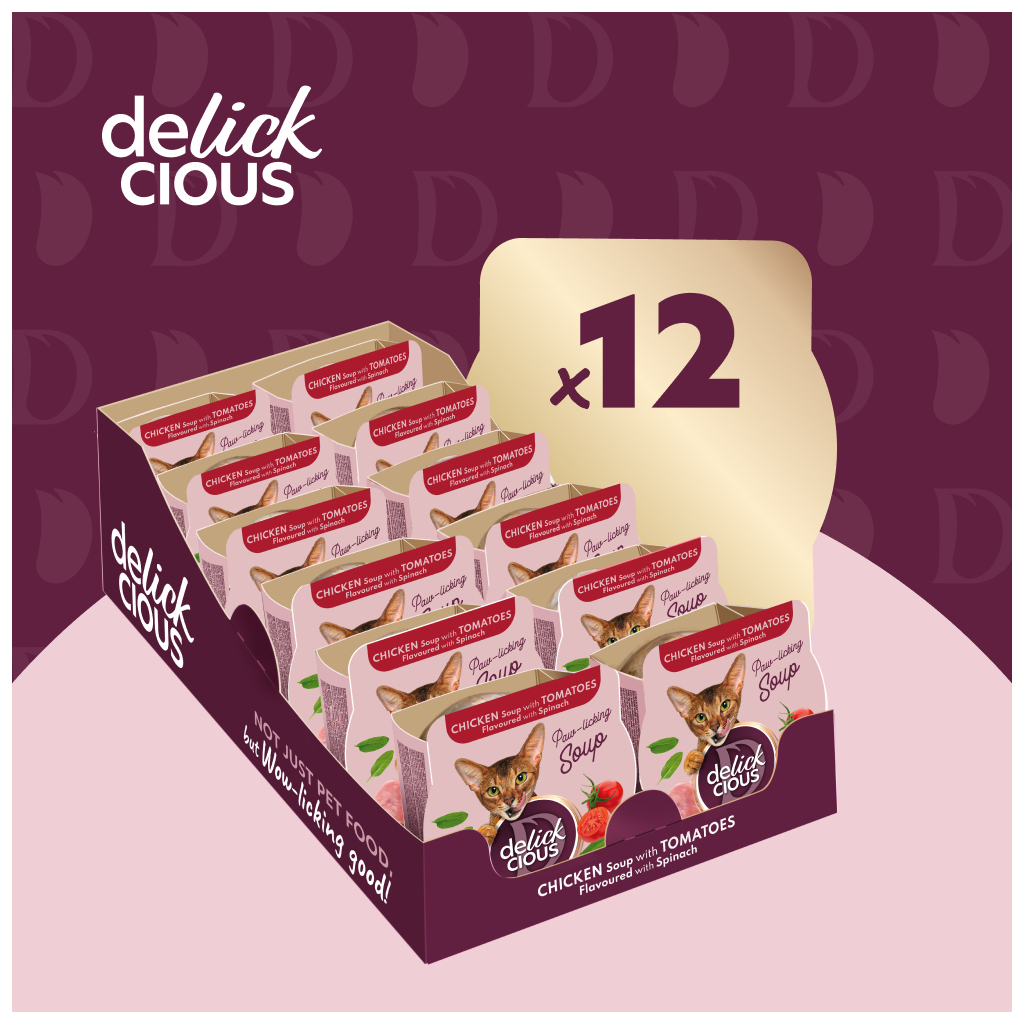 Вологий корм для кішок Delickcious Суп з курки з томатами та додаванням шпинату 80 г (4820269141551) - зображення 5