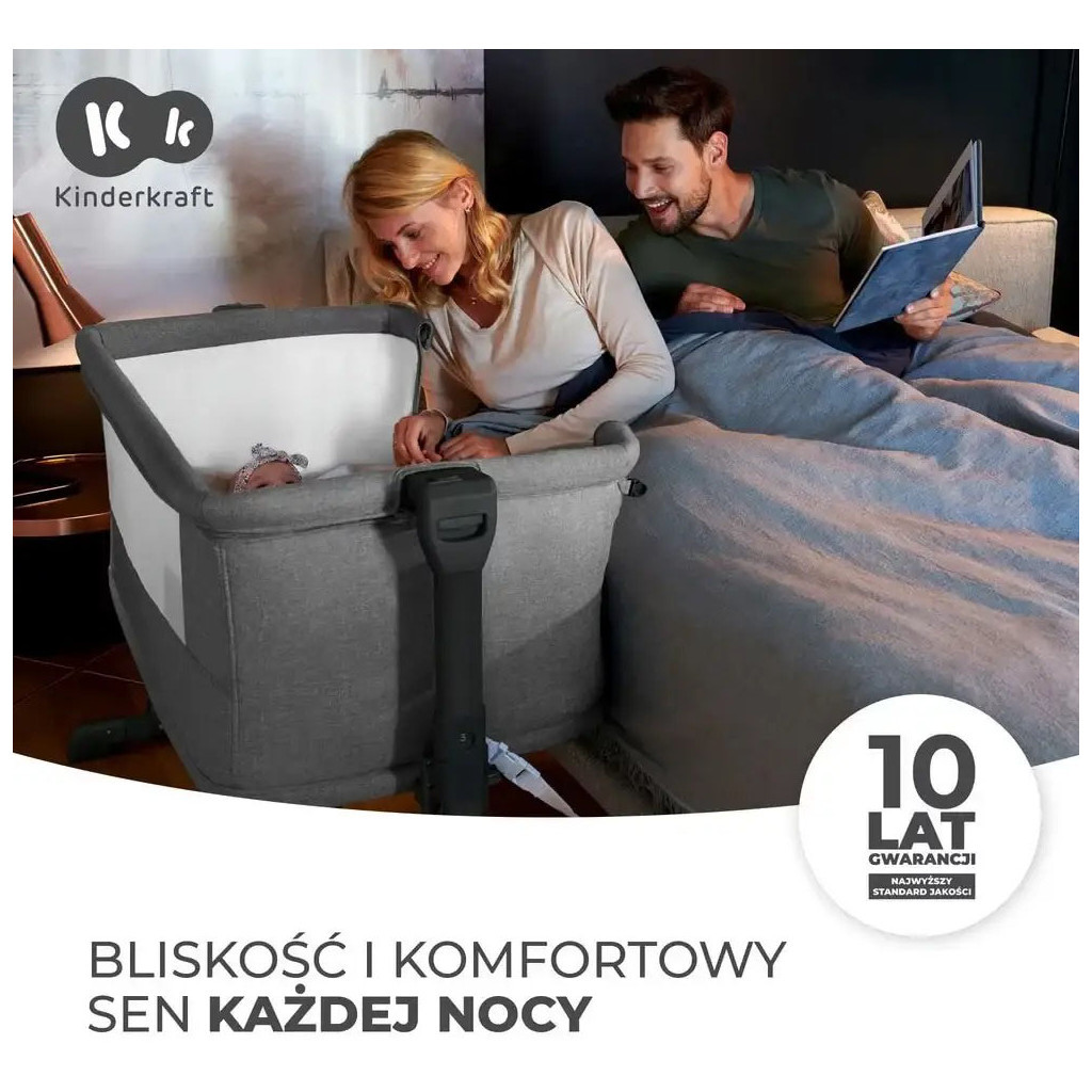 Ліжечко Kinderkraft Приставне ліжечко-люлька Neste Grow Light Grey Grey Full Wood (5902533923021) - зображення 5