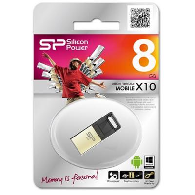 USB флеш накопичувач Silicon Power 8Gb Mobile X10 , OTG, Champague (SP008GBUF2X10V1C) - зображення 4