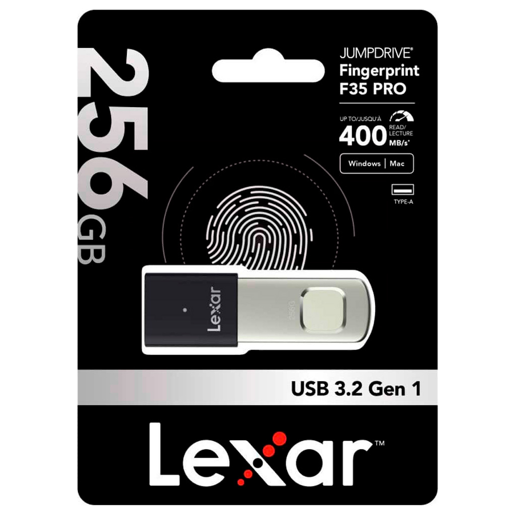 USB флеш накопичувач Lexar 256GB JumpDrive Fingerprint F35 Pro USB 3.2 (LJDF35P256G-RNBNG) - изображение 6