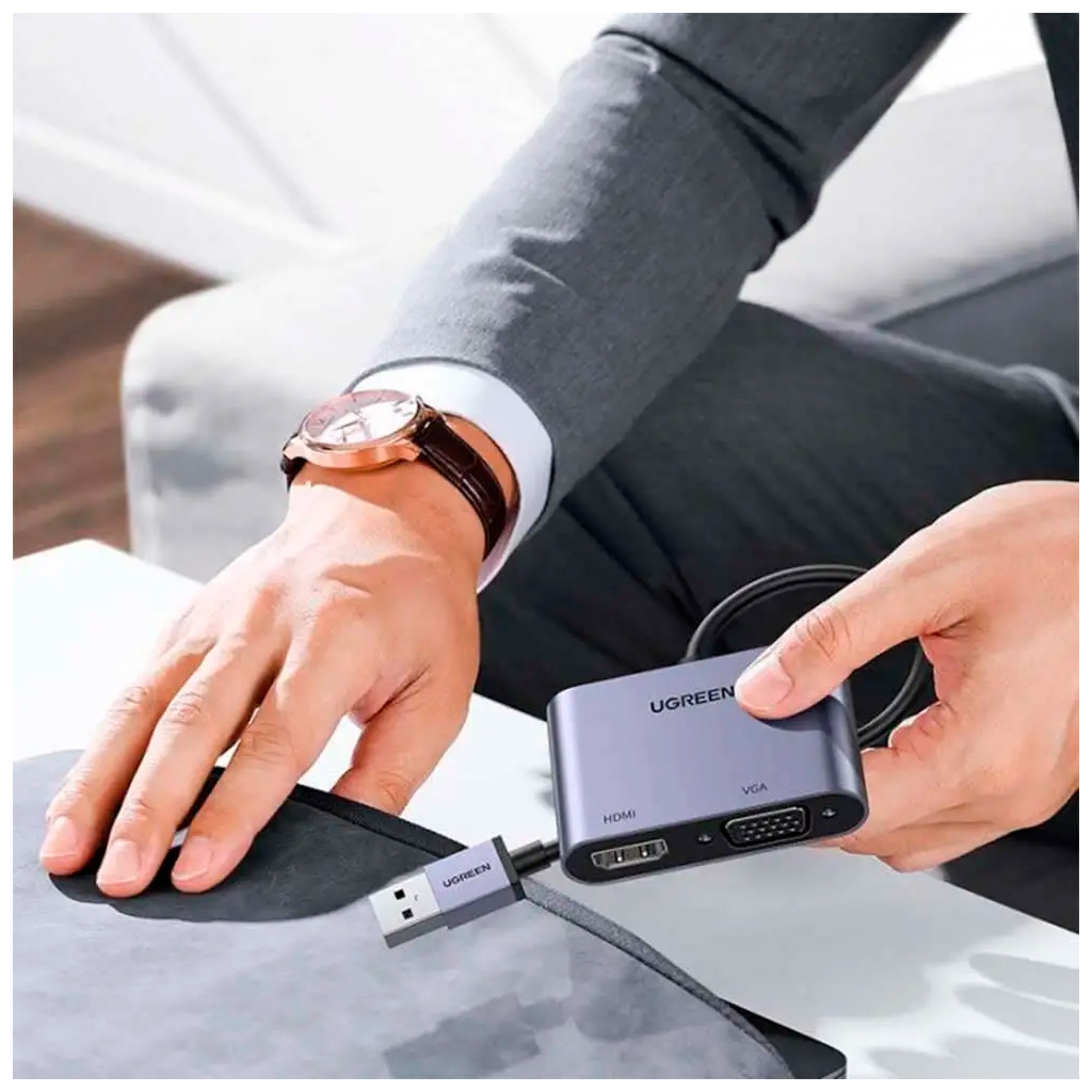 Перехідник USB 3.0 to HDMI + VGA CM449 gray Ugreen (20518) - picture 6