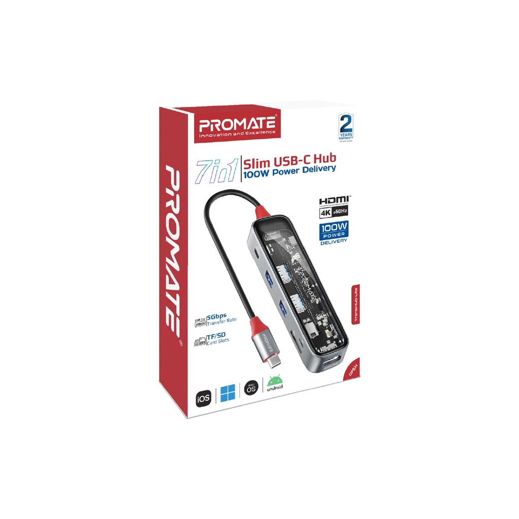 Концентратор Promate USB-C 7-in-1 Promate transhub-lite (transhub-lite) - изображение 9