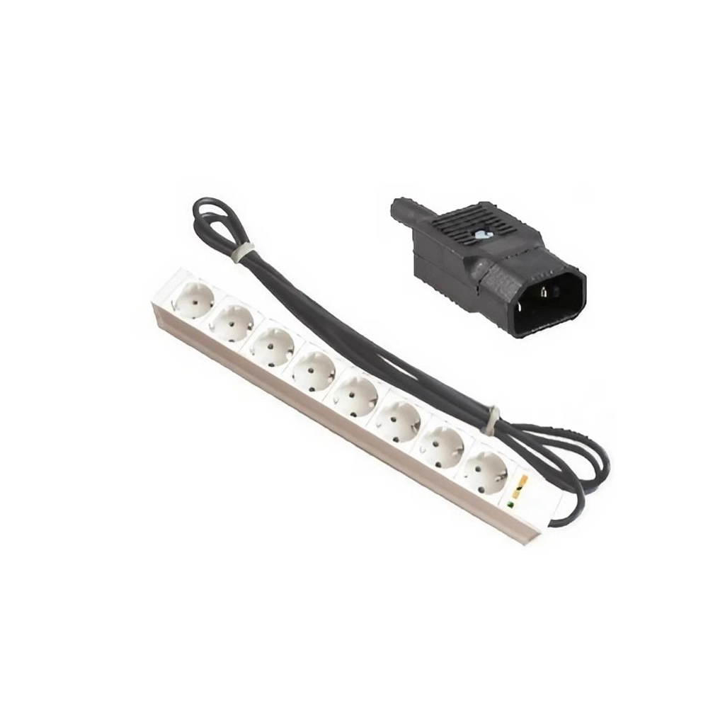 Силовий блок 19" 1U 8xSchuko, вилка IEC C14, кабель 3м. Conteg (DP-RP-08-SCHUF-IEEC14) - изображение 2