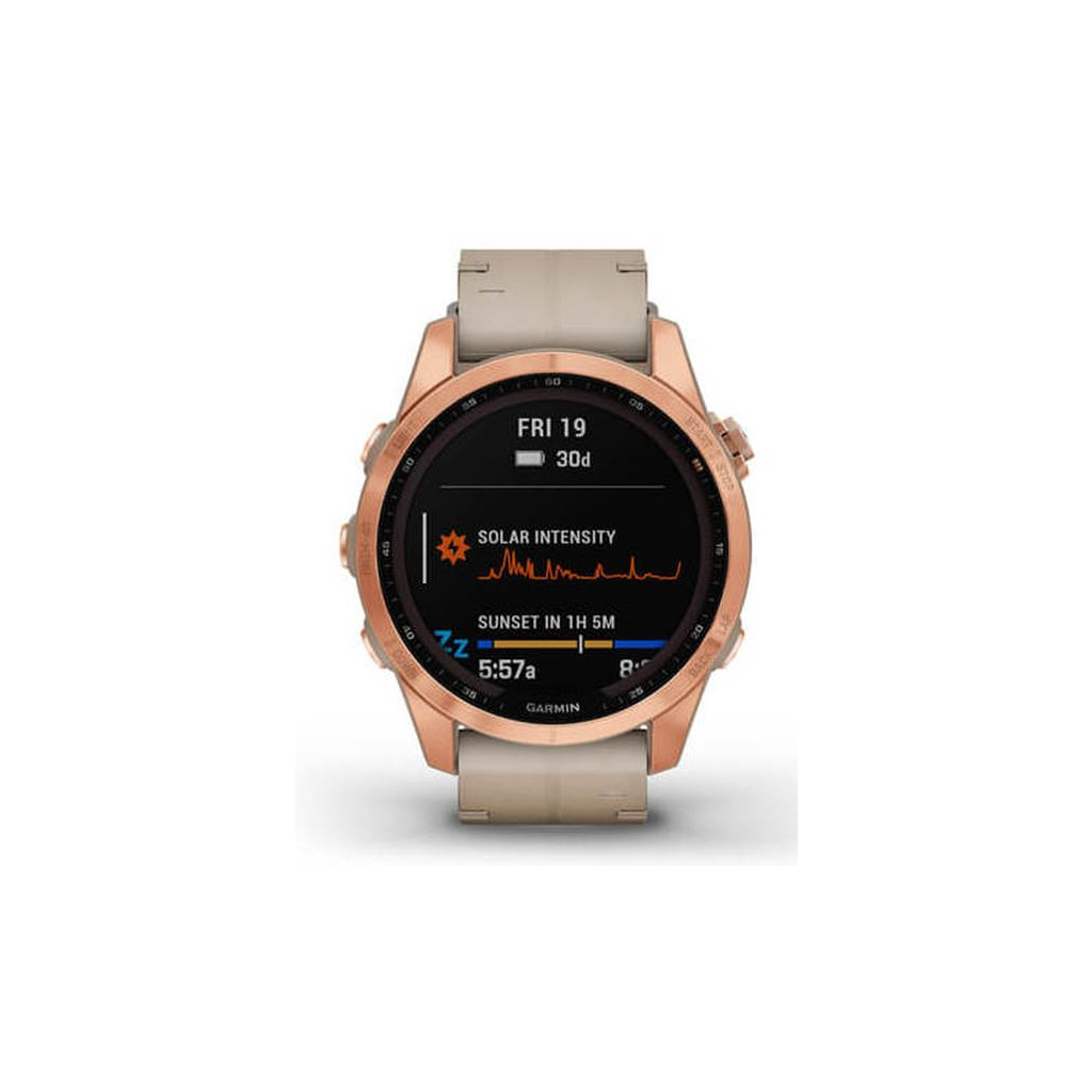 Смарт-годинник Garmin fenix 7S, Sapph Sol, Rose Gold Ti w/ Limestone Leather (010-02539-35) - зображення 2