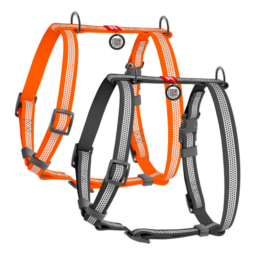Шлея для собак WAUDOG Waterproof анатомічна Н-подібна, світловідбивна S сіра (328011) - зображення 2