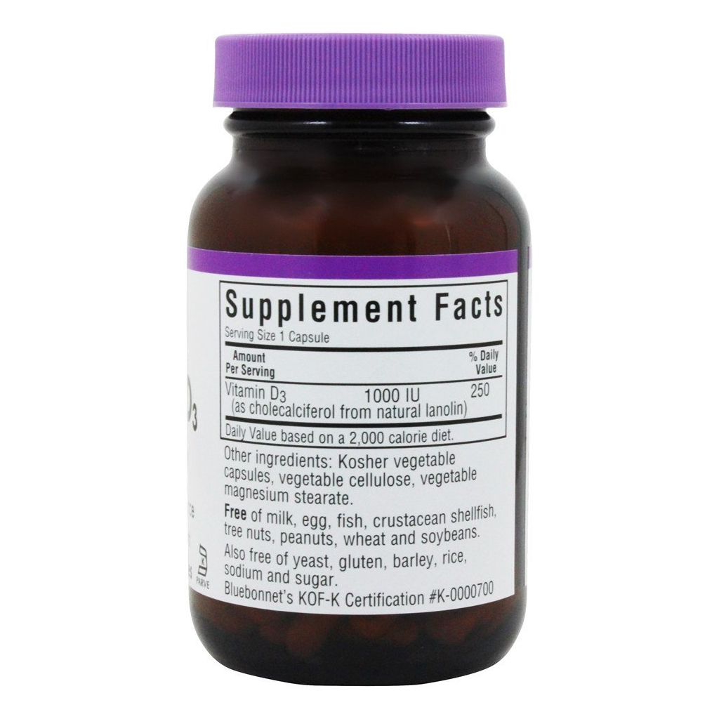 Вітамін Bluebonnet Nutrition Вітамін D3 1000IU, 180 вегетаріанських капсул (BLB0313) - зображення 2