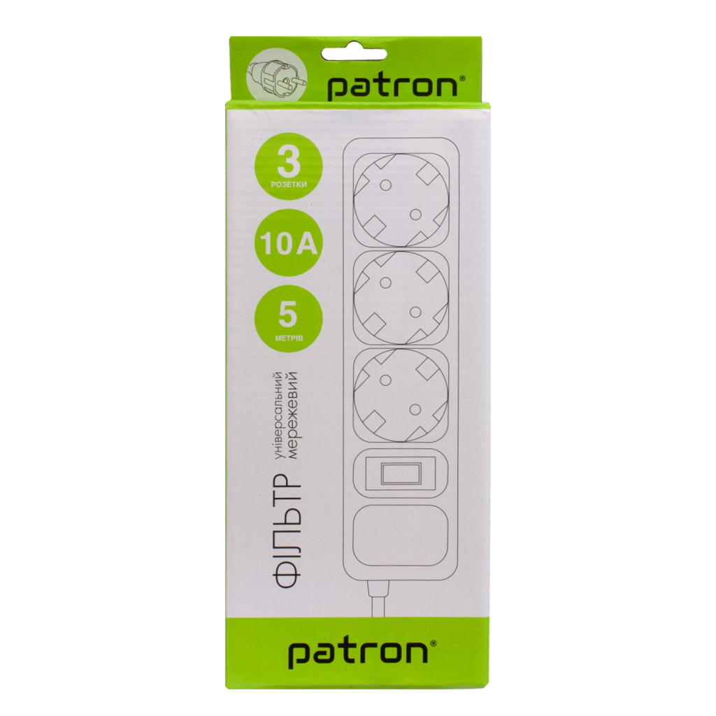 Мережевий фільтр живлення Patron EXT-PN-SP-1035, 5m Black (EXT-PN-SP-1035) - зображення 3