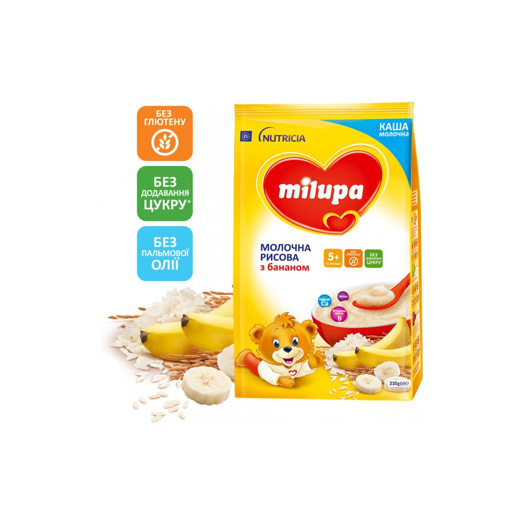 Дитяча каша Milupa Молочна Рисова з бананом 210 г (5900852930027) - зображення 1