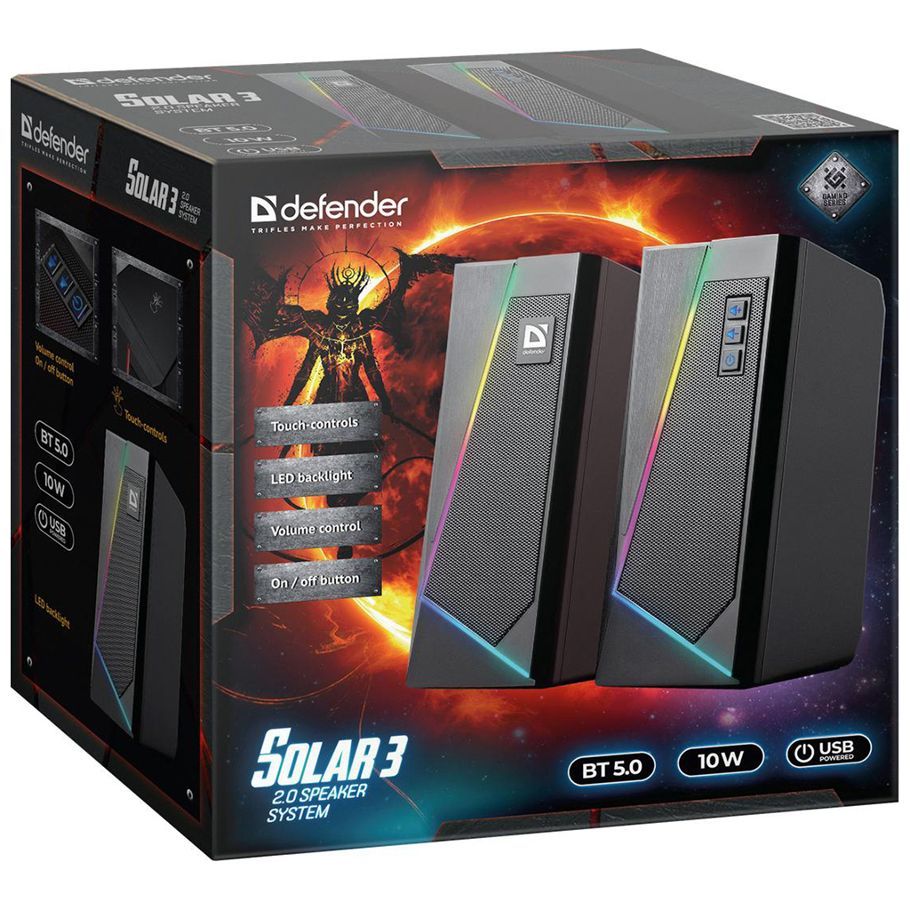 Акустична система Defender Solar 3 Bluetooth Light USB Black (65103) - зображення 3