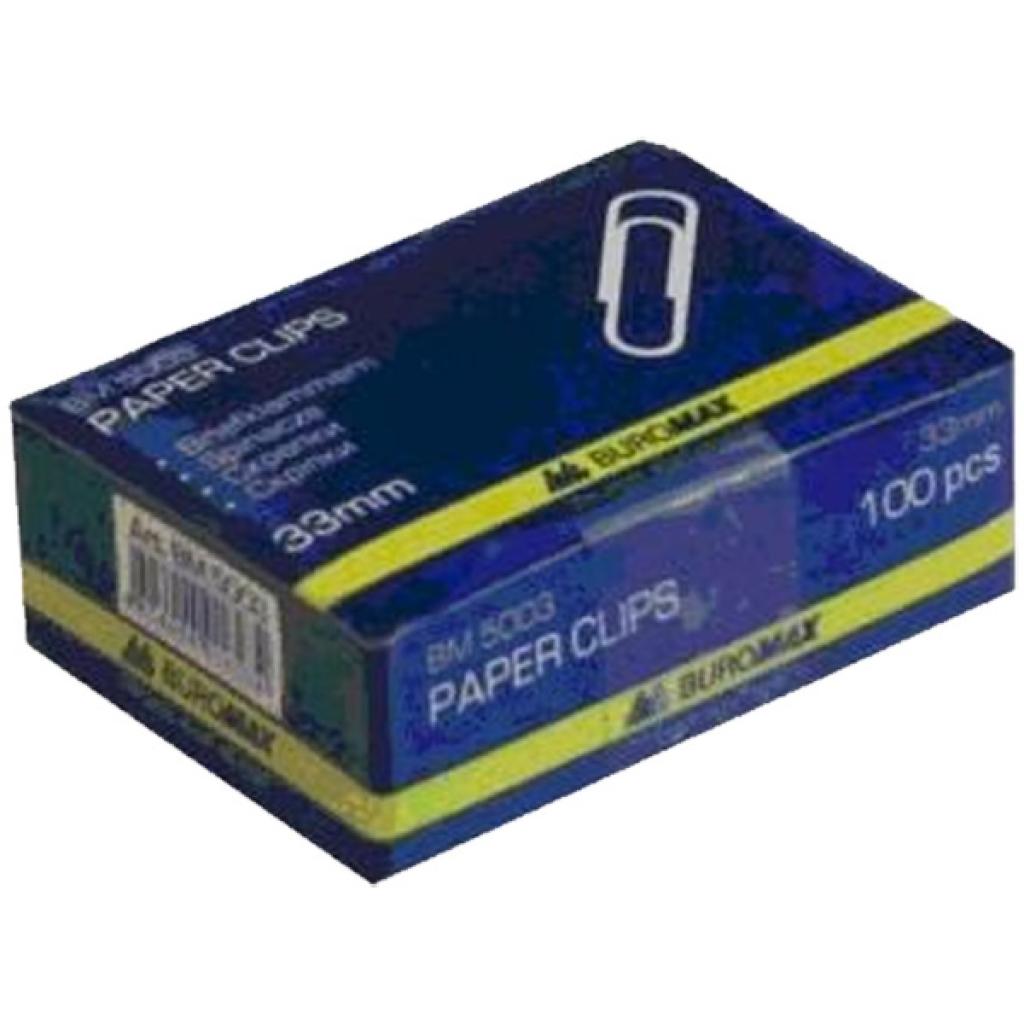 Скріпки канцелярські Buromax 33 мм, nickel-plated, 100 шт (BM.5003) - зображення 1