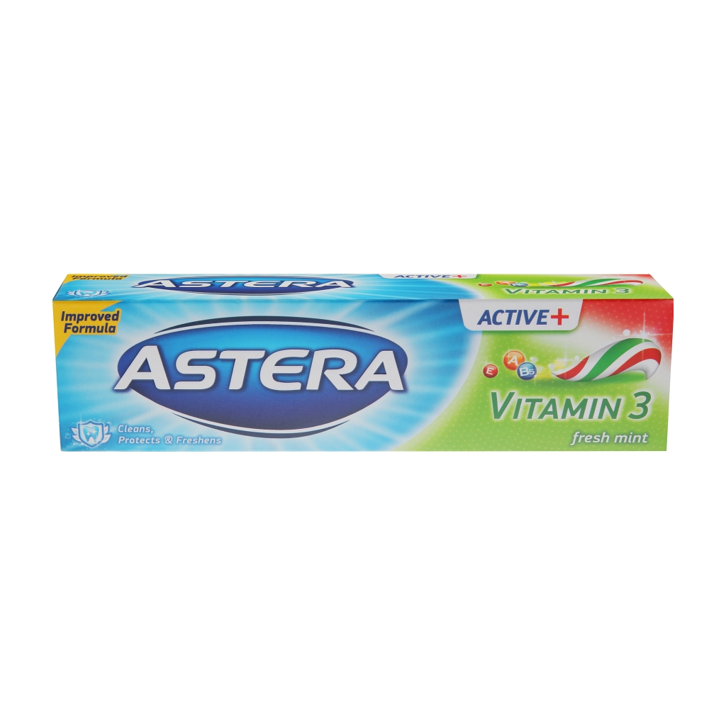 Зубна паста Astera Active+ Vitamin 3 Fresh Mint з вітамінами 100 мл (3800013510988) - зображення 2