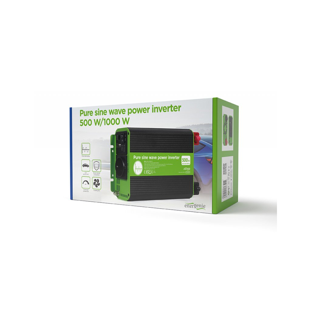 Автомобільний інвертор 12V/230V 500W (1000W peak power) чиста синусоїда EnerGenie (EG-PWC-PS500-01) - зображення 8