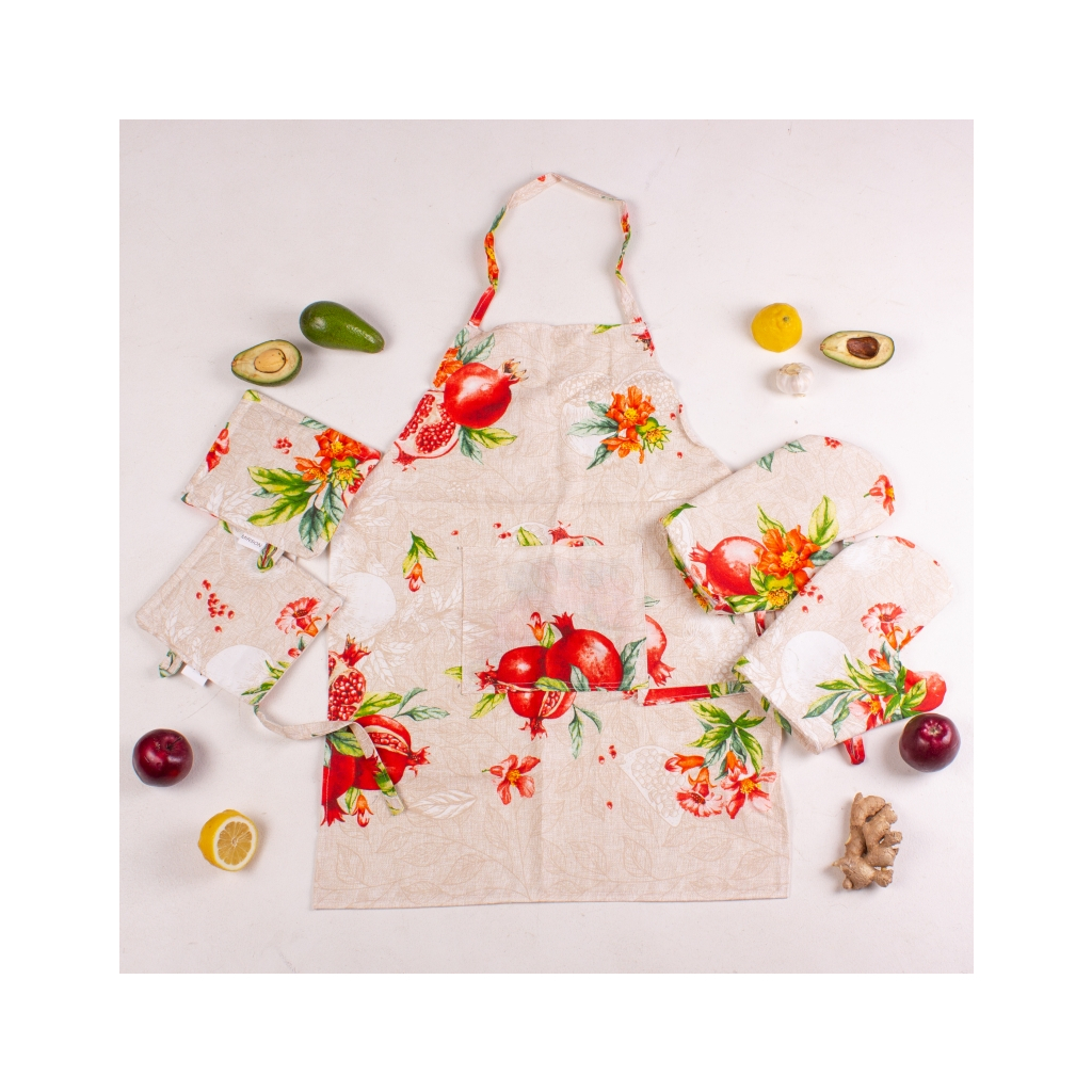 Фартух MirSon Набір №215 - Garnet дві прихватки + дві рукавички-прихватки + фартух (2200006754367) - picture 2