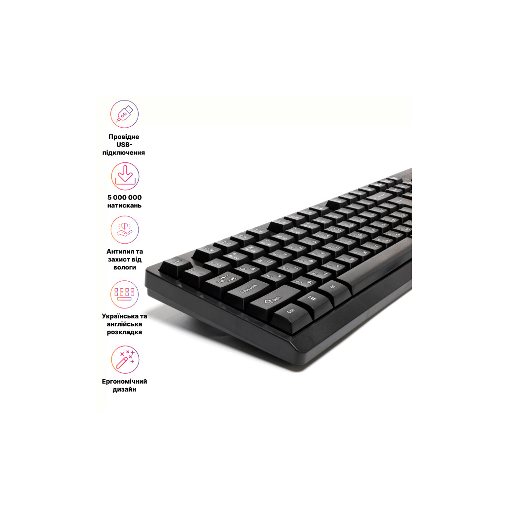 Клавіатура Hölmer K-02OF USB UA Black (K-02OF) - зображення 6