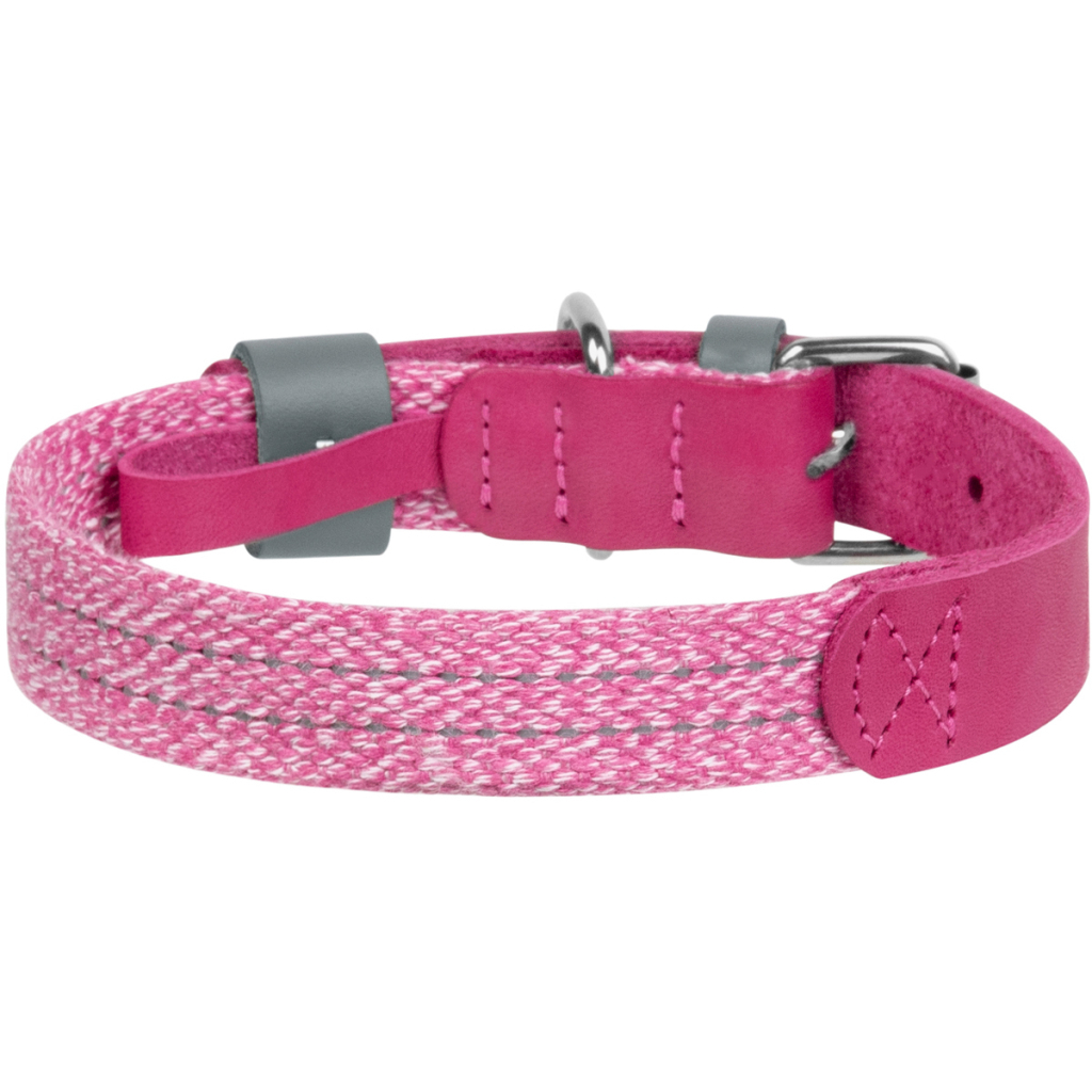 Нашийник для тварин WAUDOG Classic зі шкіри та відновленої бавовни S 15 мм х 27-36 см рожевий (58907) - зображення 2