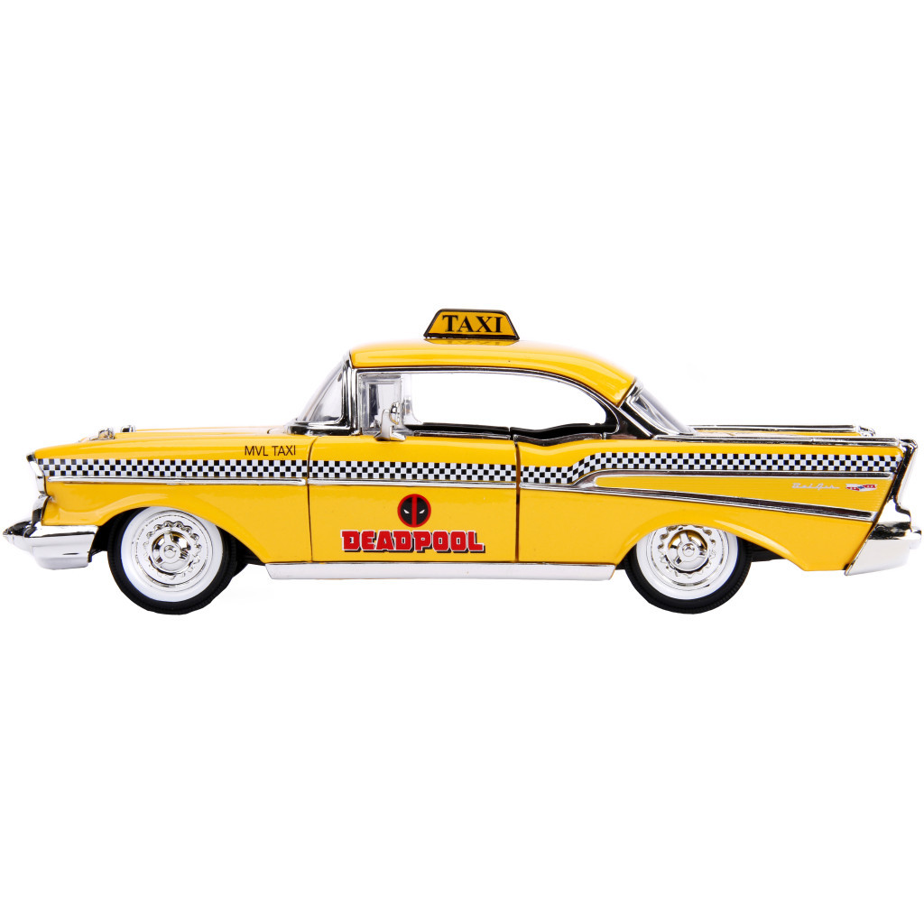 Машина Jada металева "Марвел. Жовте таксі" Чеві Бел Ейр (1957) з фігуркою Дедпула 1:24 (253225001) - зображення 5