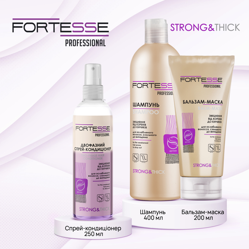 Шампунь Fortesse Professional Strong & Thick Зміцнювальний Для ослабленого волосся, схильного до випадіння 400 мл (4823115501561) - изображение 7