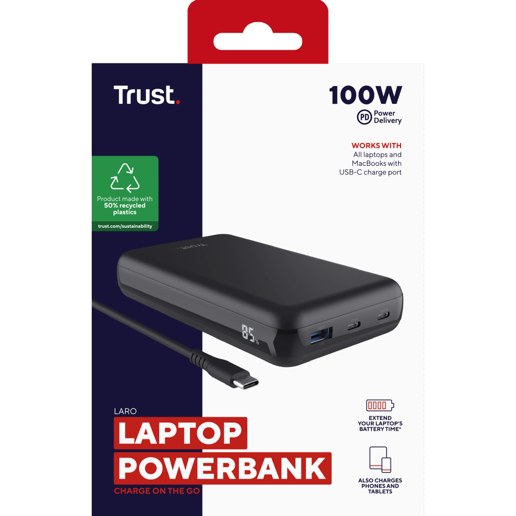 Батарея універсальна Trust 20000mAh Laro 100W PD/3.0 QC/3.0 (25240_TRUST) - зображення 8