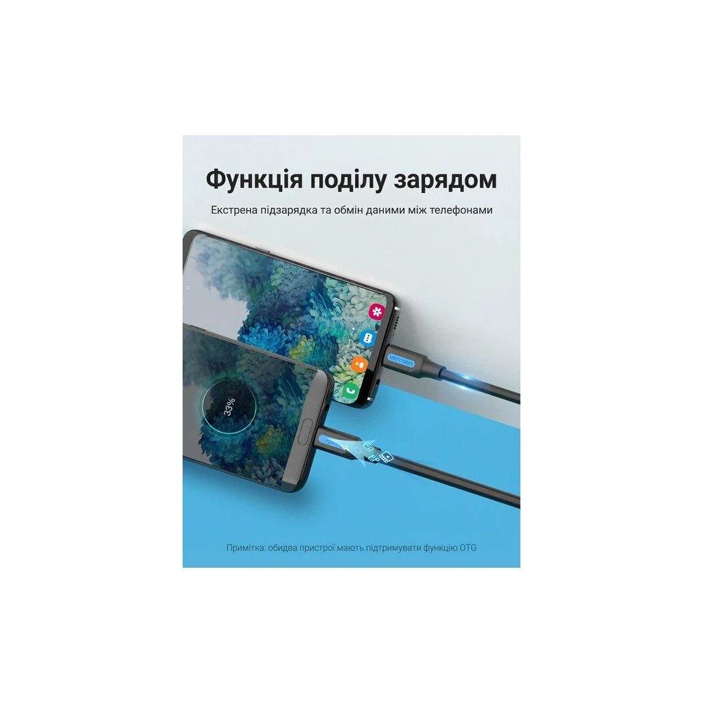 Дата кабель USB-C to Micro 5P 1.5m 2A black VENTION (COVBG) - изображение 6