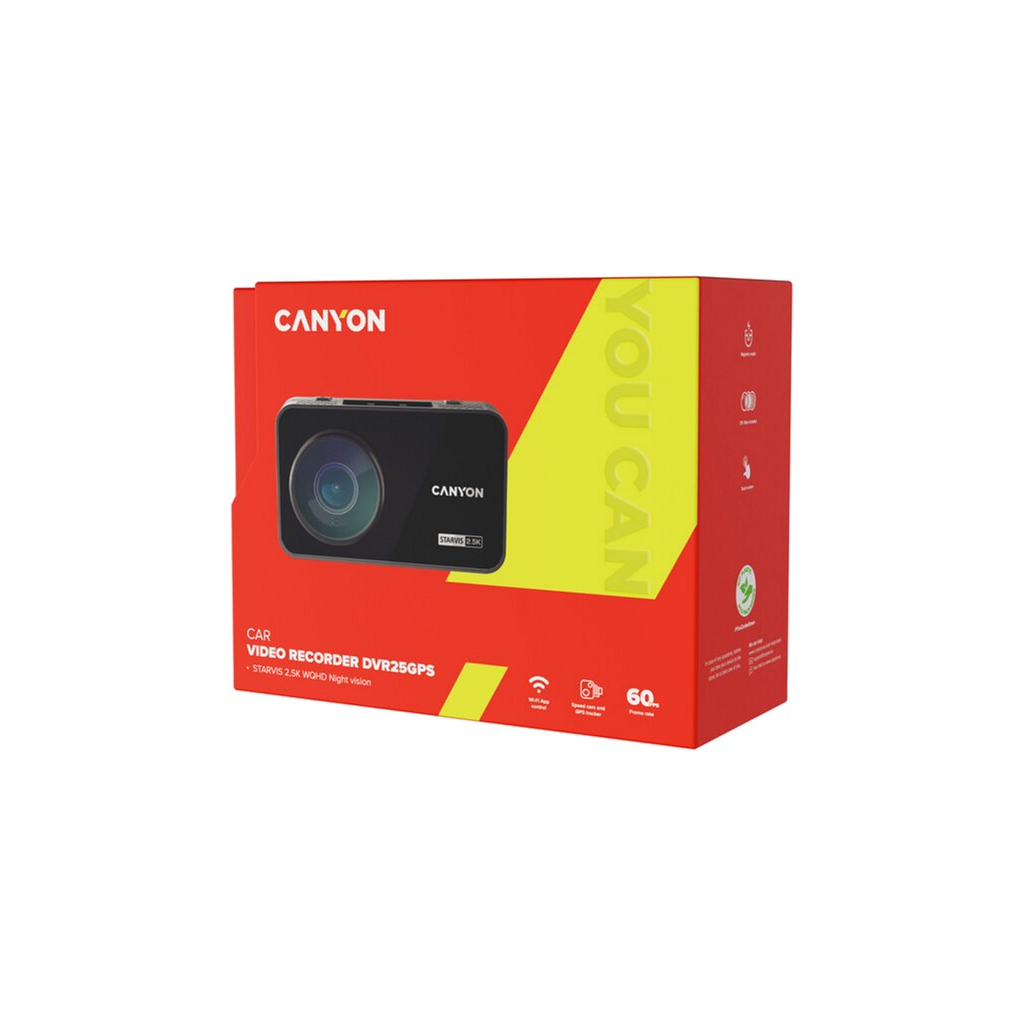 Відеореєстратор Canyon DVR25GPS WQHD 2.5K 1440p GPS Wi-Fi Black (CND-DVR25GPS) - зображення 8
