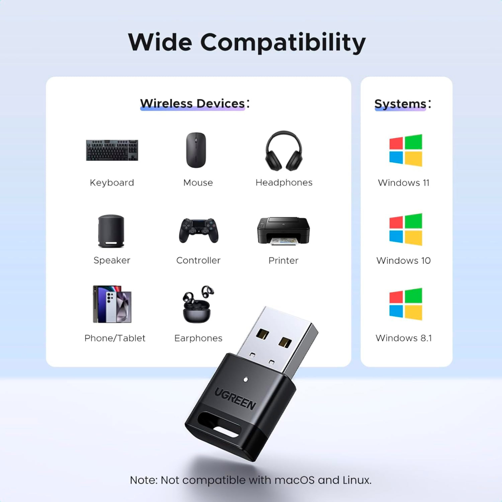 Bluetooth-адаптер Ugreen USB Bluetooth 5.4 CM748 Black (45134) - зображення 4