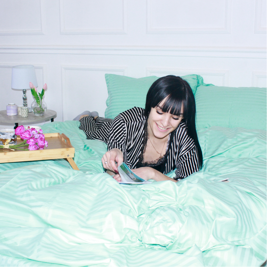 Постільна білизна MirSon Satin Stripe 30-0014 Mint 110х140 Дитяча (2200005246238) - зображення 6