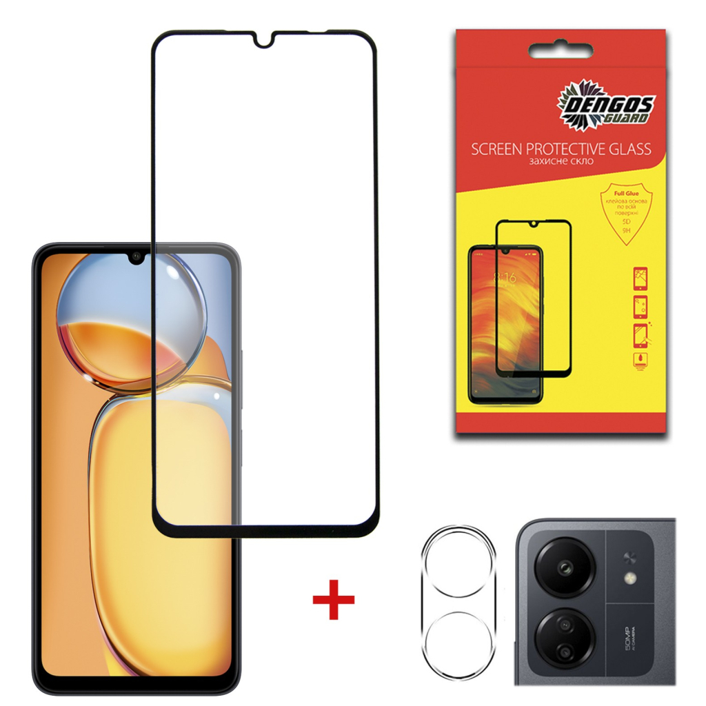 Скло захисне Dengos Xiaomi Redmi 13C 4G + camera module glass (DG-TGSCP-04) - зображення 1
