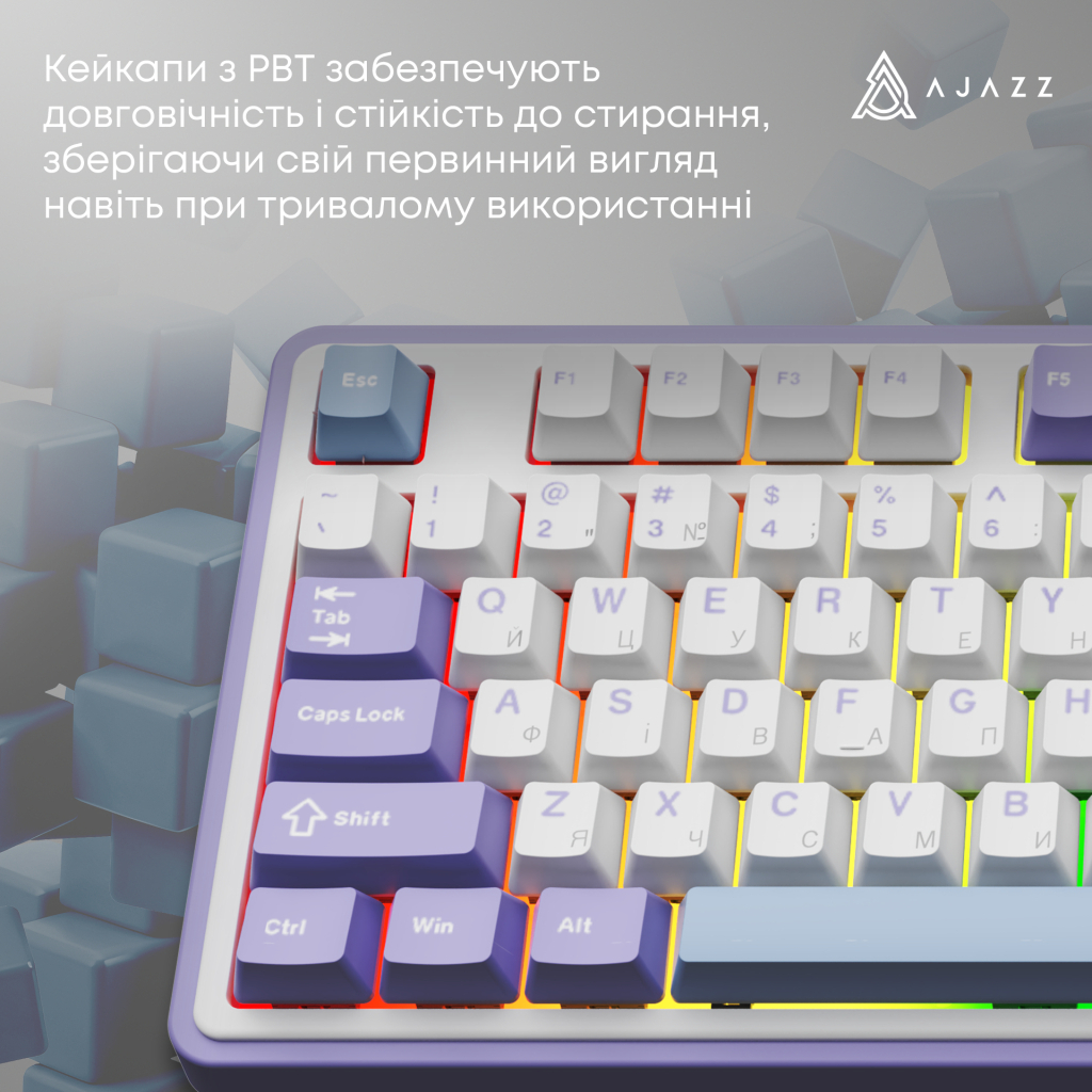 Клавіатура Ajazz AK980 V2 Gift Switch V2 Wireless/Bluetooth/USB UA White/Blue (AK980-V2-G-PWB) - изображение 12