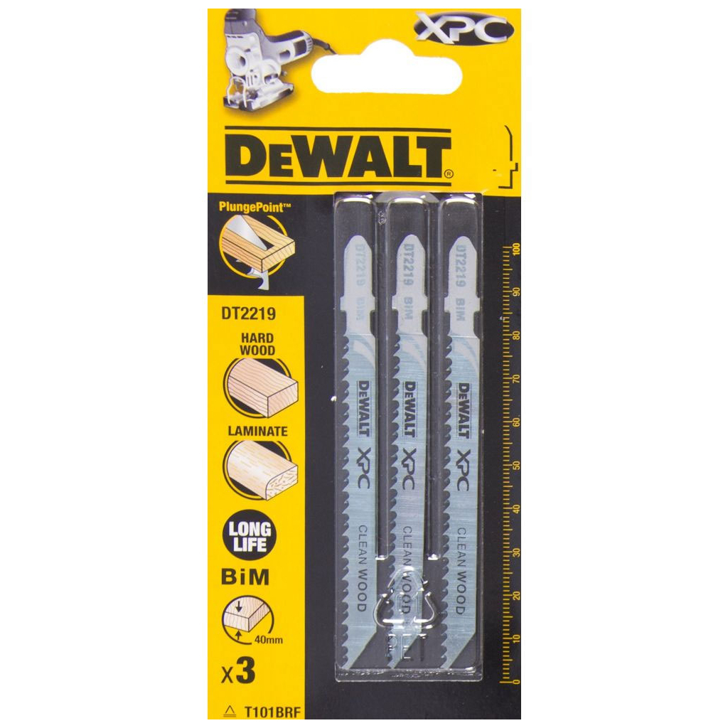 Полотно DeWALT для електролобзика, EXTREME по деревині, чистий, L=100, WL=75, 2.5мм, 3шт (DT2219) - зображення 1