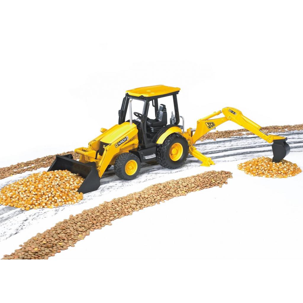 Спецтехніка Bruder Дорожный погрузчик с экскаватором JCB MIDI CX М1:16 (02427) - зображення 9