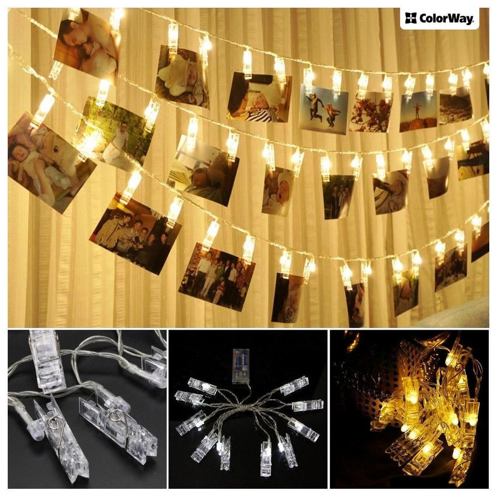 Гірлянда ColorWay 40 LED, 4.2м, з прищіпками (CW-LCP-40L42B) - зображення 3