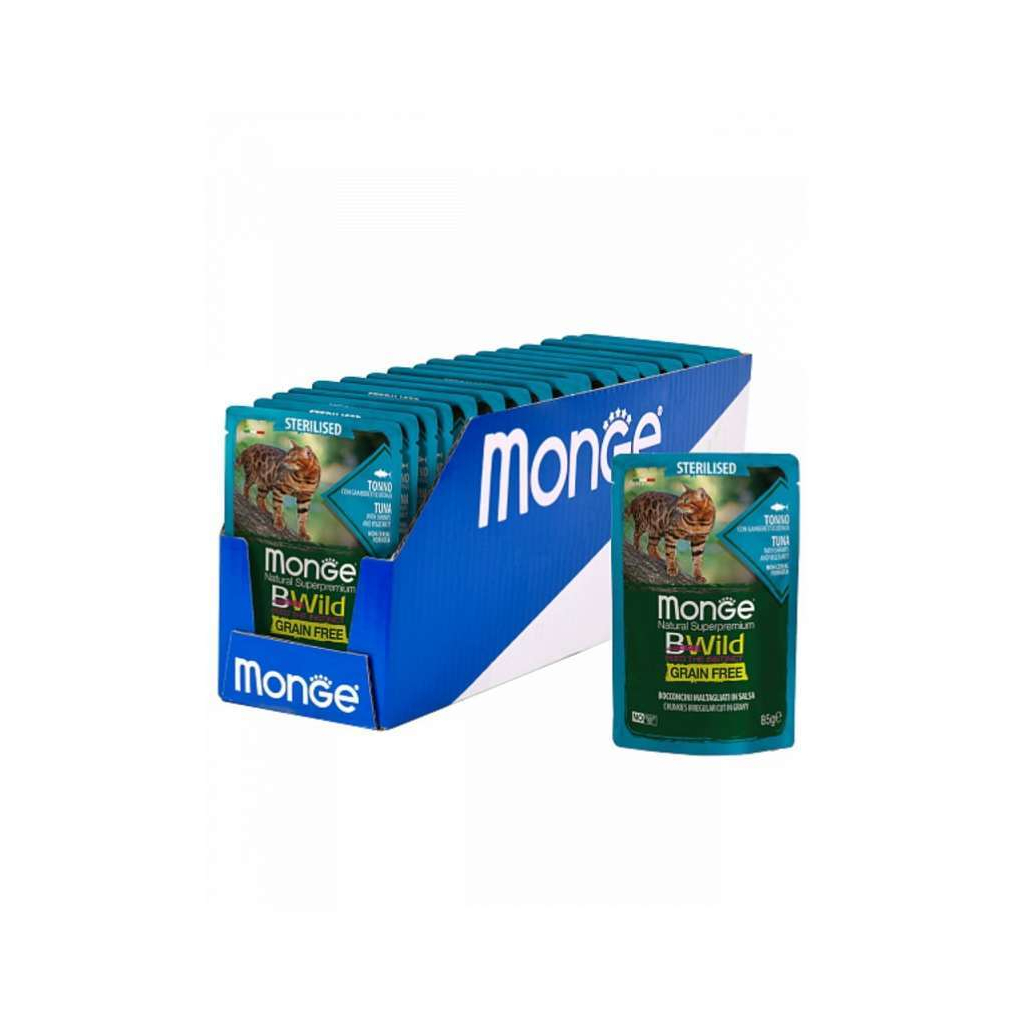 Вологий корм для кішок Monge BWild Cat Free Wet Sterilized тунець з креветками 85 г (8009470012799) - зображення 4