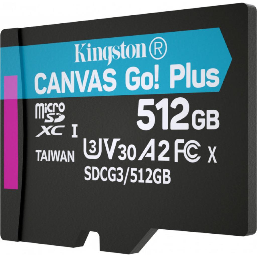 Карта пам'яті Kingston 512GB microSDXC class 10 UHS-I/U3 Canvas Go Plus (SDCG3/512GBSP) - зображення 3