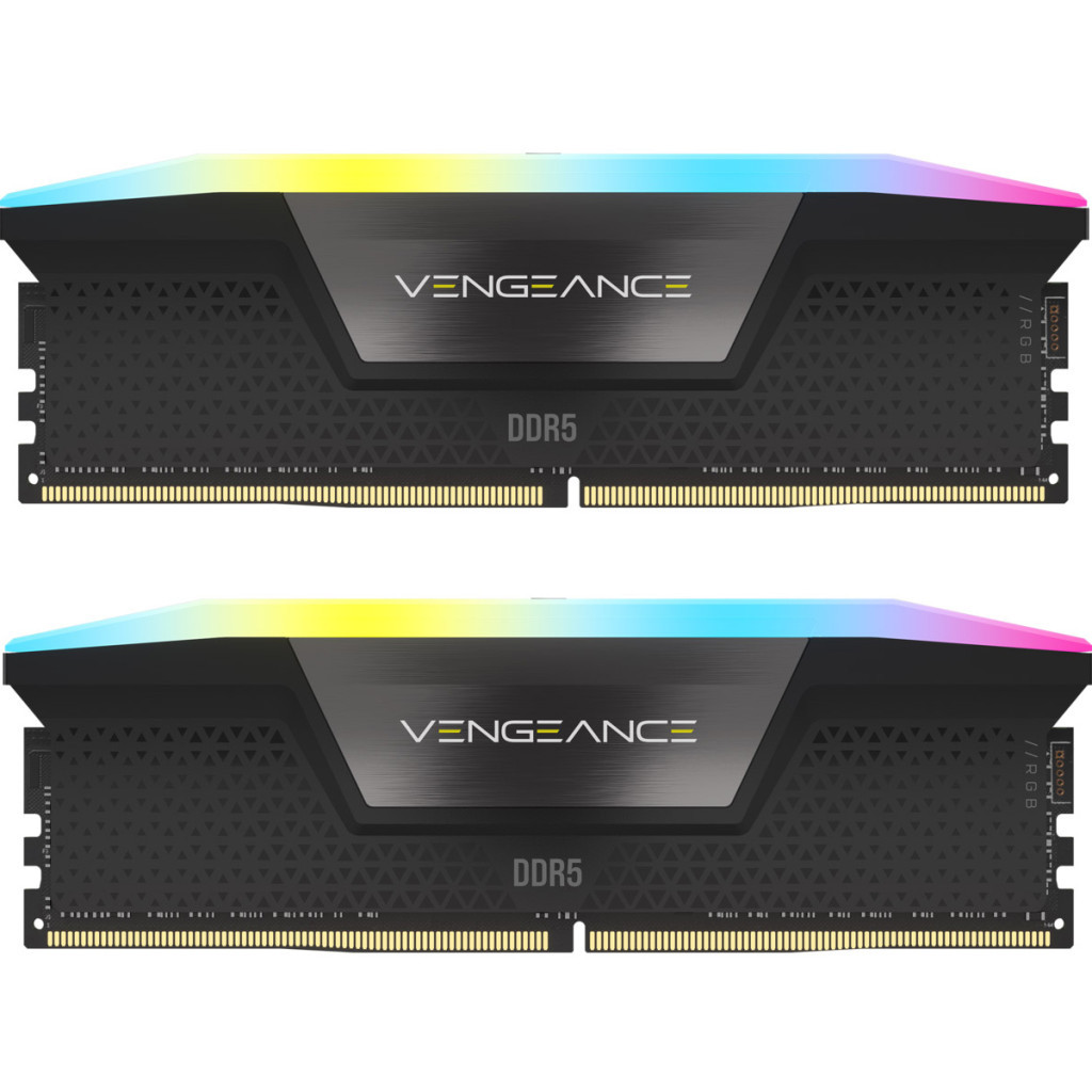 Модуль пам'яті для комп'ютера DDR5 48GB (2x24GB) 6400 MHz Vengeance RGB Black Corsair (CMH48GX5M2B6400C36) - зображення 1