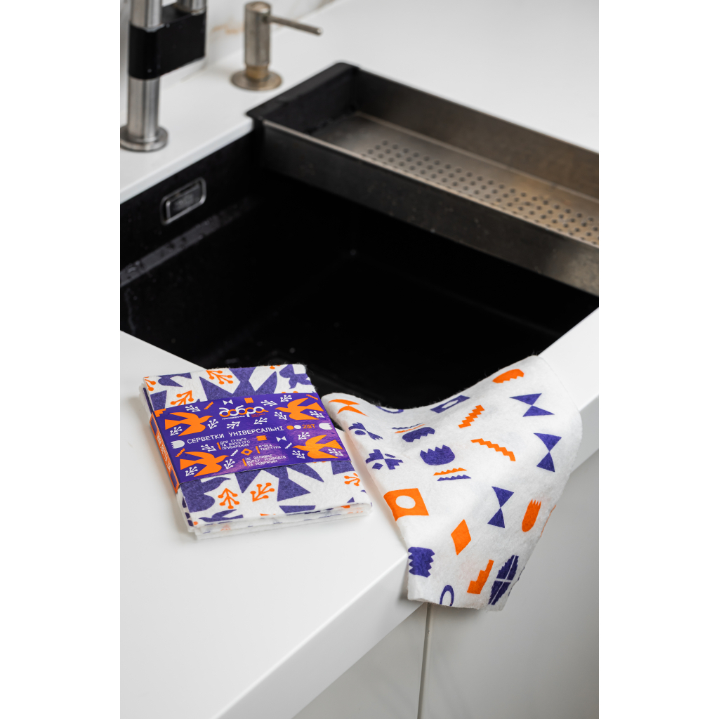 Серветки для прибирання Добра Господарочка Колекція Вибійка Універсальні Білі з принтом 2 шт. (4820086524032) - зображення 6