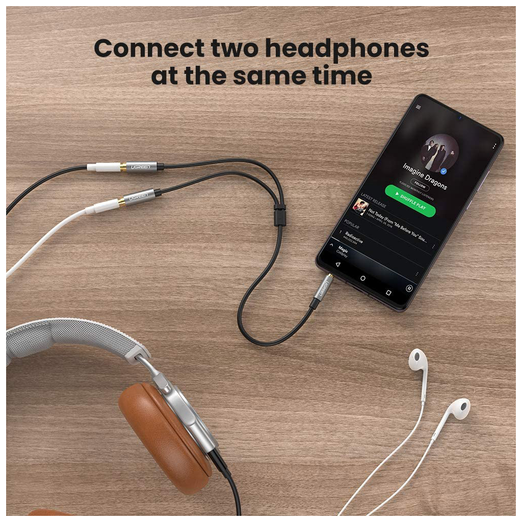 Кабель мультимедійний 3.5mm M to 2x3.5mm F 0.2m AV123 black Ugreen (10532) - picture 4