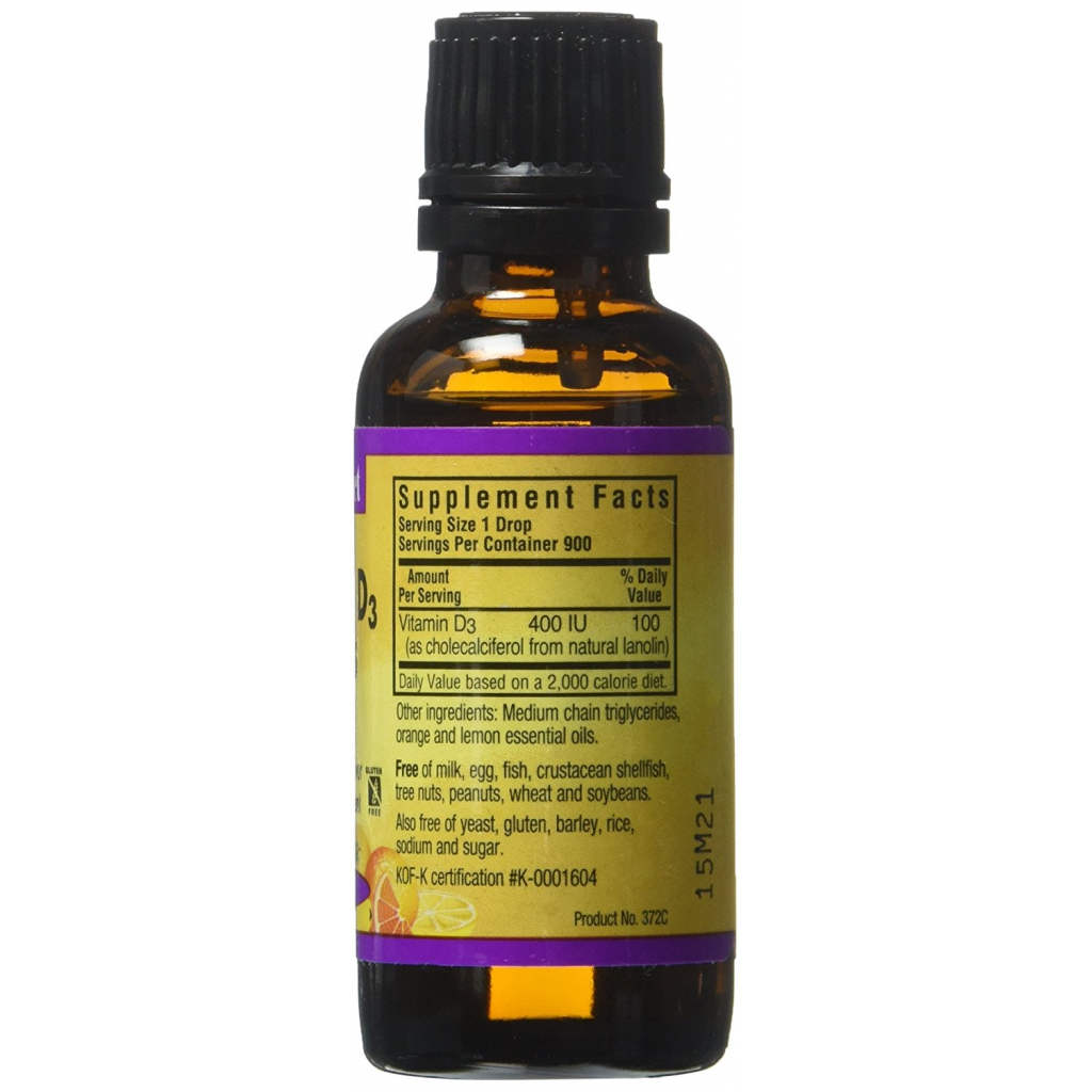 Вітамін Bluebonnet Nutrition Рідкий Вітамін D3 400IU, Смак Апельсину, 30мл краплі (BLB-00372) - зображення 2